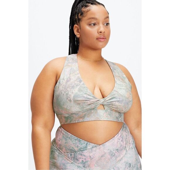 Fabletics Oasis Twist Sports Bra Moonrock Swirl Open Cross Back Size Extra Large - Picture 1 of 9